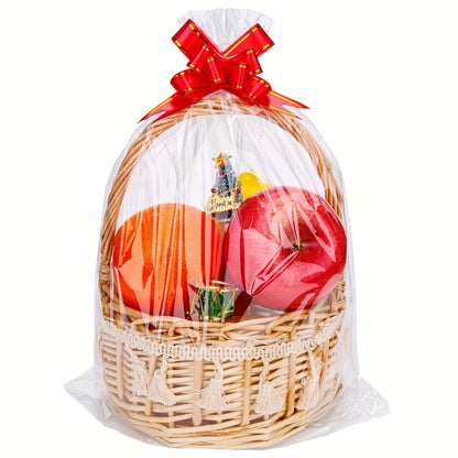 Cellophane Bags 50-Pack Large 18x30 Inch Transparent Gift Basket Wrap Bags – Clear Cellophane Wrapping for Christmas