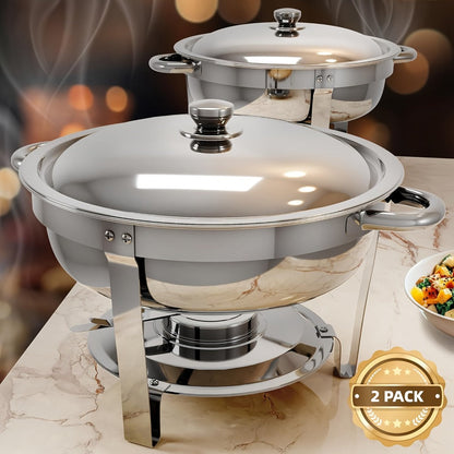 Chafing Dish Buffet Set Stainless Steel Food Warmer 6QT Round Chafer for Catering Events Parties Weddings Banquets