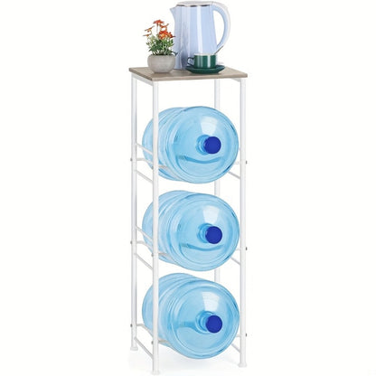 5-Gallon Water Jug Holder 3-Tier, Water Bottle Rack Organizer with Top Shelf & Adjustable Legs for Kitchen