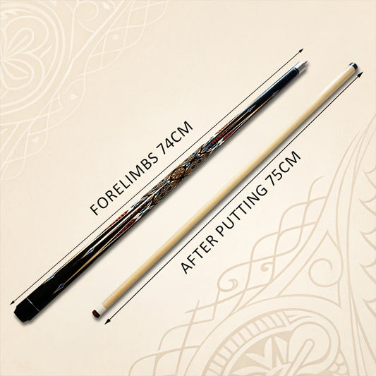 58-Inch Maple Pool Cue with Two-Piece Construction, Decorated Butt and Style A, B or C Design Choices