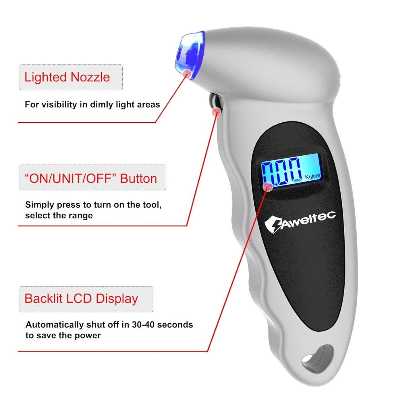 Digital Tire Pressure Gauge 2-Pack 150 PSI – Backlit LCD, 4 Modes PSI/Bar/KPA/Kgf, Non-Slip Grip for Car, Truck, Motorcycle & Bicycle
