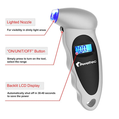 Digital Tire Pressure Gauge 2-Pack 150 PSI – Backlit LCD, 4 Modes PSI/Bar/KPA/Kgf, Non-Slip Grip for Car, Truck, Motorcycle & Bicycle