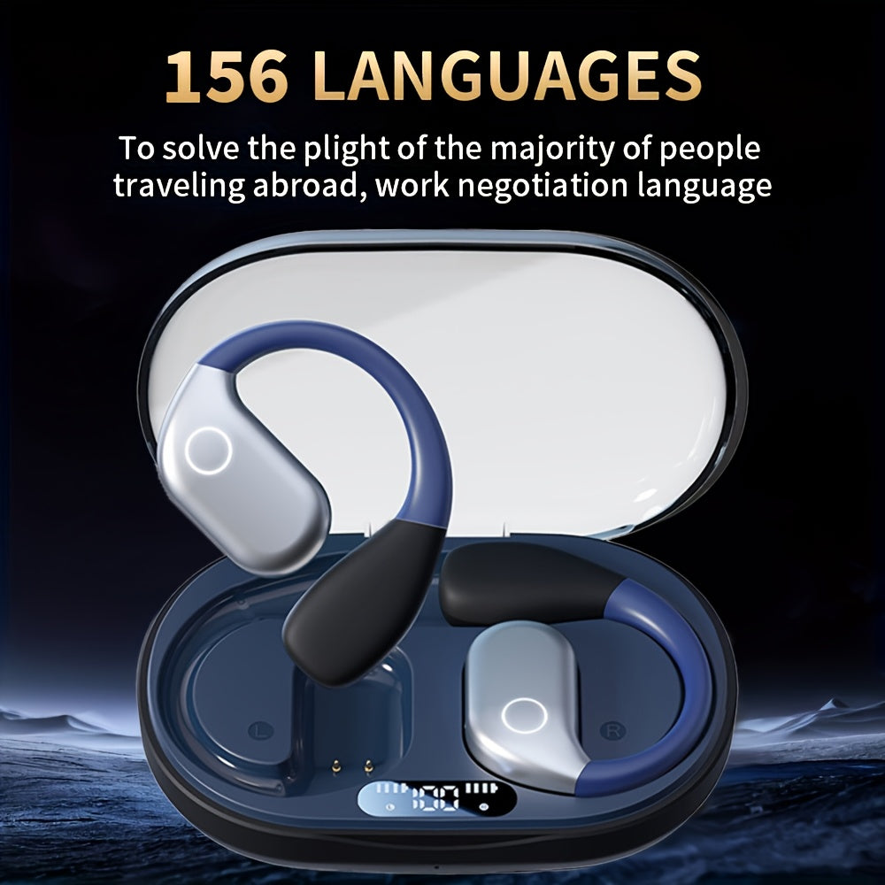 Open-Ear Translation Earphones with Charging Display Case and Black, Beige, Blue or Green Options