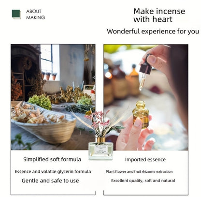 Reed Diffuser Set with Real Flowers - 4.05 oz 120ml Scented Home Fragrance Aromatherapy for Entryways, Bedrooms and Living Spaces
