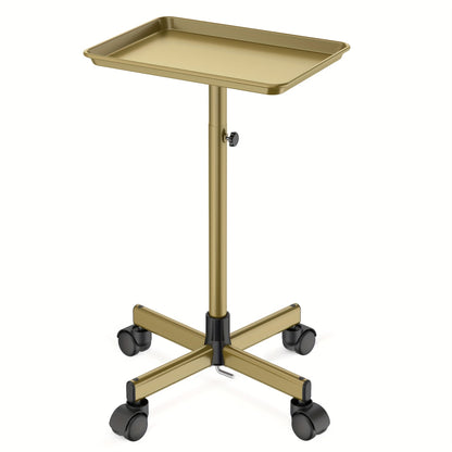 6-Color Premium Aluminum Salon Rolling Tray on Wheels – Adjustable Height Hairdresser Cart, Tattoo Tray, Spa Service Trolley for Nail Tech