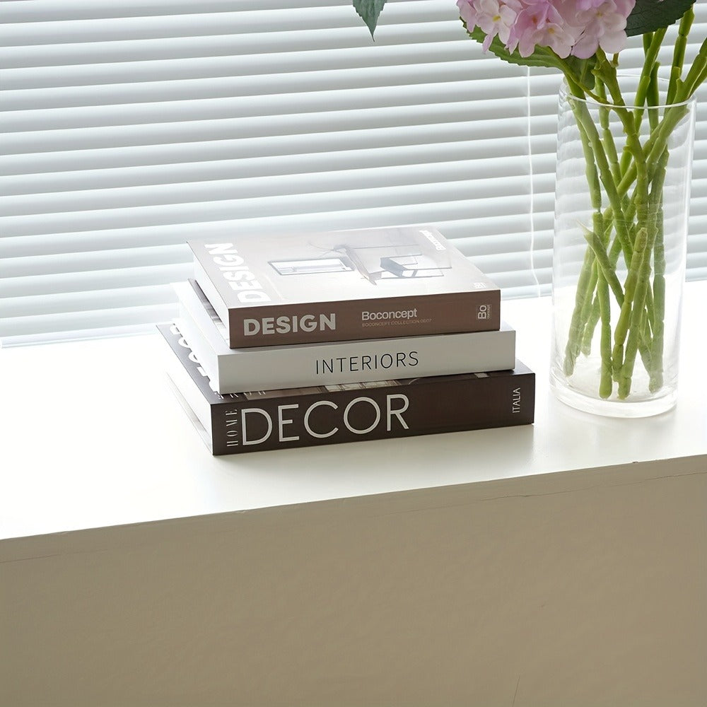 Decorative Fake Books Set of 3 – Nordic Style Stackable Faux Book Decor for Living Room Bookshelf, Coffee Table & Shelf Styling