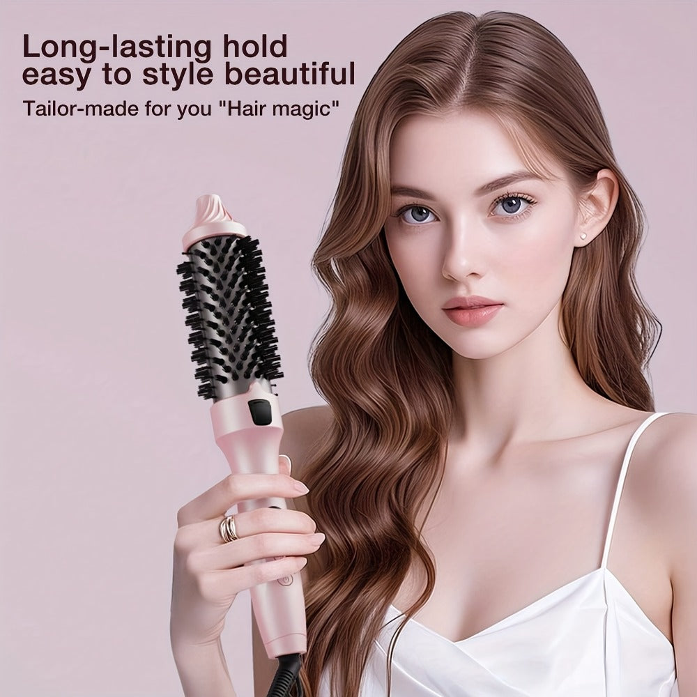 2-in-1 Hot Air Brush Straightener & Curler with Negative Ion Technology, Frizz-Free Blowout Brush with Adjustable Temp Control