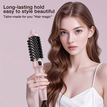 2-in-1 Hot Air Brush Straightener & Curler with Negative Ion Technology, Frizz-Free Blowout Brush with Adjustable Temp Control