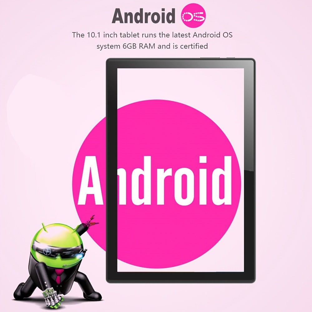 Pink 2-in-1 Android Tablet 10.1 Inch 6GB RAM 128GB ROM 5G WiFi with Keyboard Mouse Case Stylus for an Everyday Personal Care Routine