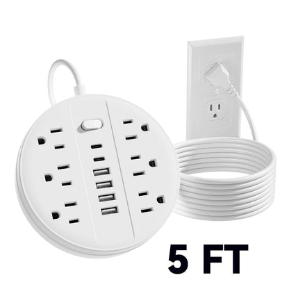 Surge Protector Power Strip 12-in-1 with 6 AC Outlets, 4 USB-A, 2 USB-C and Short, 5 or 10 ft Cord Options