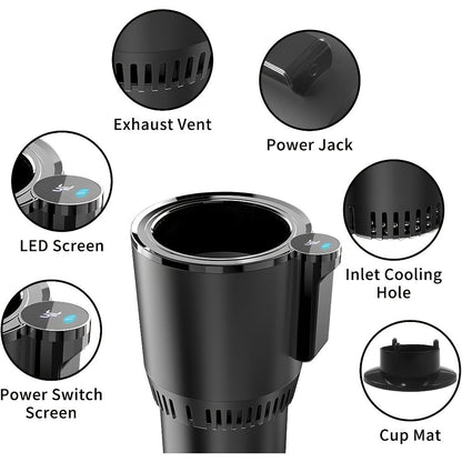 Car Cup Warmer & Cooler 2-in-1 – 12V Electric Heated & Cooled Beverage Holder for Car, Heats to 140°F Cools to 21°F
