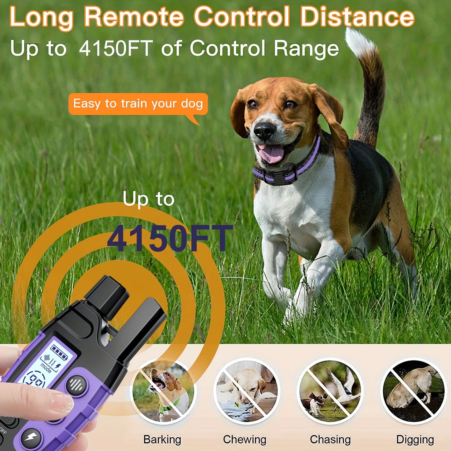 Dog Training Collar with Remote 3300ft Range – Rechargeable E-Collar with Vibration, Static & Beep Modes | Adjustable Nylon Strap