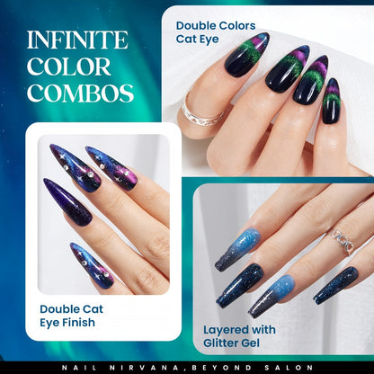 24-Piece Cat-Eye Gel Nail Polish Kit with 20 Cosmic Mirage Colors, Magnet, Base Coat and Three Top Coats