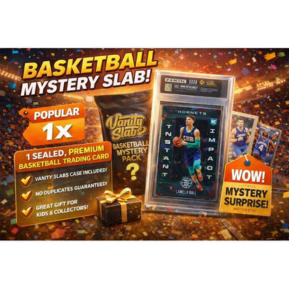 Basketball Random Card in Vanity Slab Display – Mystery Collectible with Rookies, Stars, Inserts & Signature-Style Cards | Panini & Topps |