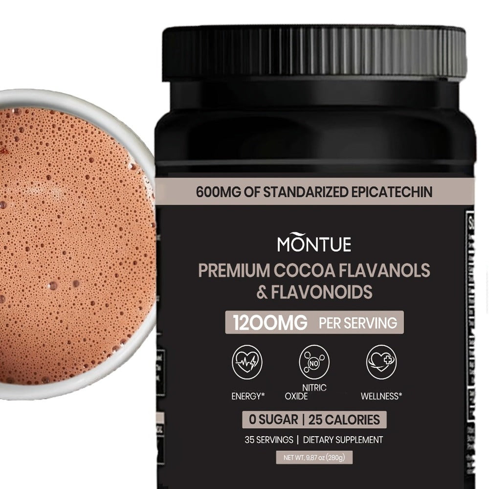 High Flavanol Cocoa Powder 1200mg Per Serving, Cocoa Flavanols & Epicatechin, Unsweetened Dark Chocolate Cacao Powder for Baking