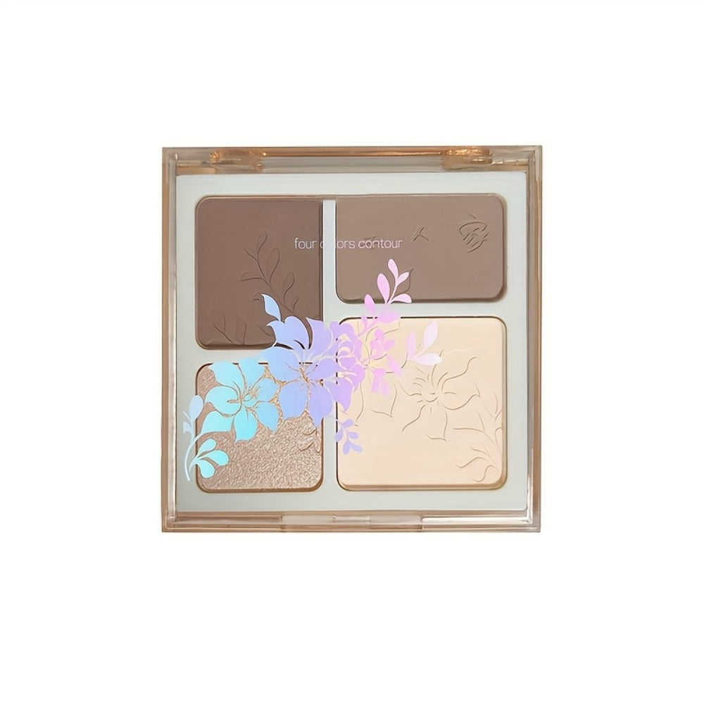 Face Sculpting Contour Palette 4 Colors Matte & Glossy, Multifunctional Bronzer Blush Highlighter & Eyeshadow Palette