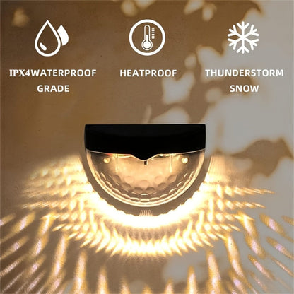 Six-Piece Solar Wall Light Set with Fan-Beam Pattern, 9 x 6.5 x 5cm Black Shells and Two Light Colors
