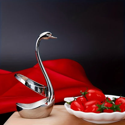 Swan Shaped Cutlery Rack Stainless Steel | Elegant Decorative Plate Holder Stand | Creative Metal Tableware Display for Party Wedding Dining