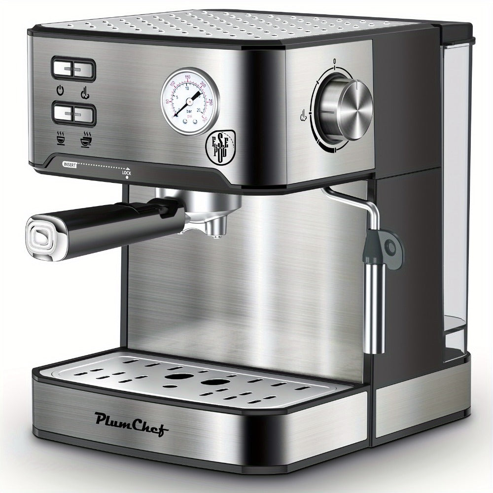 Espresso Machine Stainless Steel, Dual-Brew Coffee Maker with 54.1oz Water Tank, High-Pressure Steam Wand