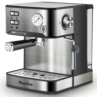 Espresso Machine Stainless Steel, Dual-Brew Coffee Maker with 54.1oz Water Tank, High-Pressure Steam Wand