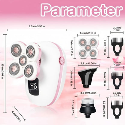 5-in-1 Electric Shaver for Men and Women IPX6 Waterproof – USB Rechargeable Body Hair Trimmer Grooming Kit with Interchangeable Heads