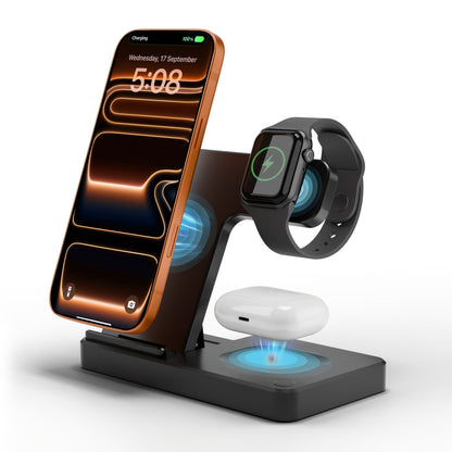 Foldable 3-in-1 Wireless Charging Station with LED Indicator & Anti-Slip Fast Charge for iPhone 17 16 15 14 13 12 11 Pro Max XR XS