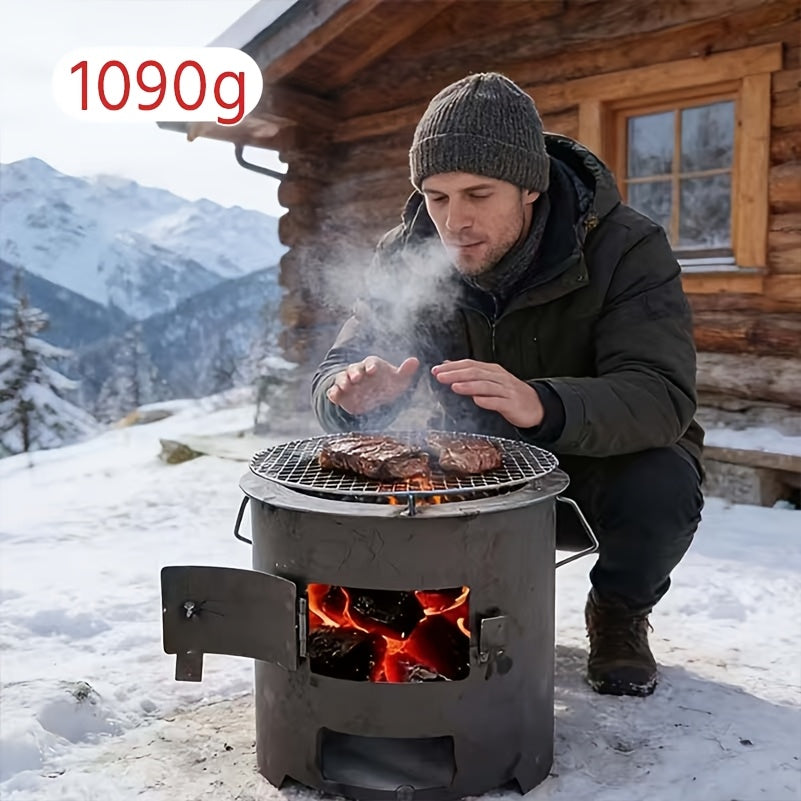 Wood Burning Stove, Portable Camping Charcoal BBQ Cooking Tea Heating for Grilling, Camping and Outdoor Meals