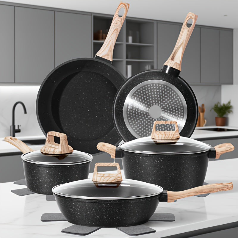 Pots and Pans Set 12-Piece Non-Stick Kitchen Cookware – Complete Cooking Set with Frying Pan | Durable Even-Heating Non-Stick Coating |