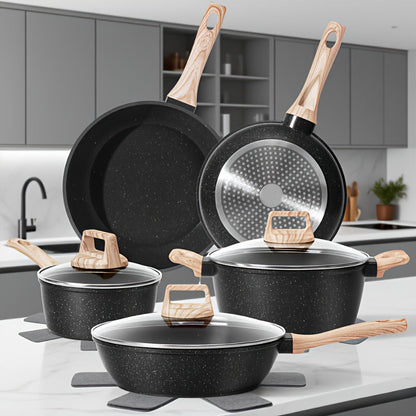 Pots and Pans Set 12-Piece Non-Stick Kitchen Cookware – Complete Cooking Set with Frying Pan | Durable Even-Heating Non-Stick Coating |