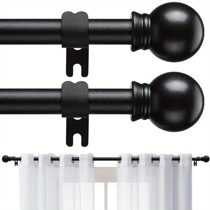 Two-Pack Matte Black Curtain Rod Set with 5/8 Inch Tube and 28–52 to 28–95 Inch Size Options