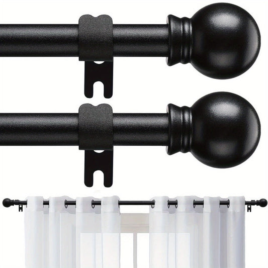 Two-Pack Matte Black Curtain Rod Set with 5/8 Inch Tube and 28–52 to 28–95 Inch Size Options