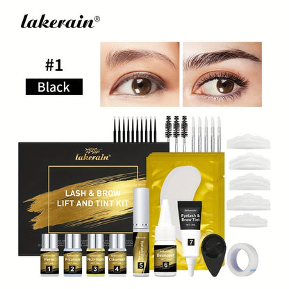 Lash Lift Kit & Brow Lamination Tint Set, 2-in-1 Eyelash Perm & Eyebrow Lamination with Black Brown Tint Dye