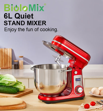 Stand Mixer 1200W 6L Stainless Steel Bowl - Kitchen Food Stand Mixer with Dough Hook, Whisk & Beater
