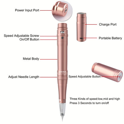 Permanent Eyebrow Tattoo Kit PMU Pen - Includes Tattoo Pen, Ink, Eyebrow & Lip Tattoo Needles, Practice Accessories
