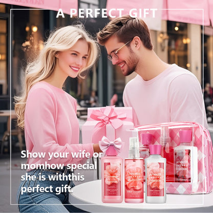 Bath Body Care Gift Set Shower Gel Body Lotion Body Mist Aloe Vera Vitamin E Glycerin Deep Moisturizing Fragrance Set for Women Cherry