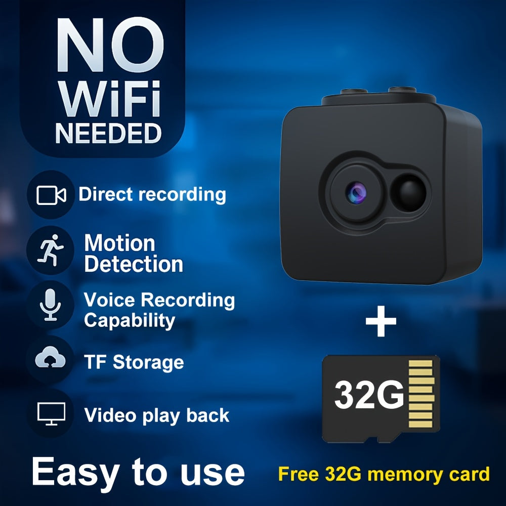 No WiFi Security Camera with SD Card Portable Rechargeable, Plug-and-Play Loop Recording for an Everyday Personal Care Routine