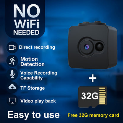 No WiFi Security Camera with SD Card Portable Rechargeable, Plug-and-Play Loop Recording for an Everyday Personal Care Routine