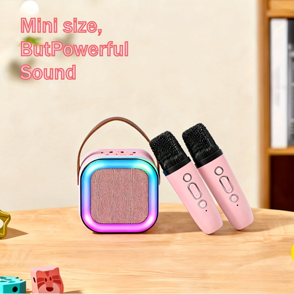 Karaoke Speaker Set with 2 Wireless Microphones & 1200mAh Battery – 3-Piece Portable KTV Party Bundle, Perfect Gift for Family Gatherings