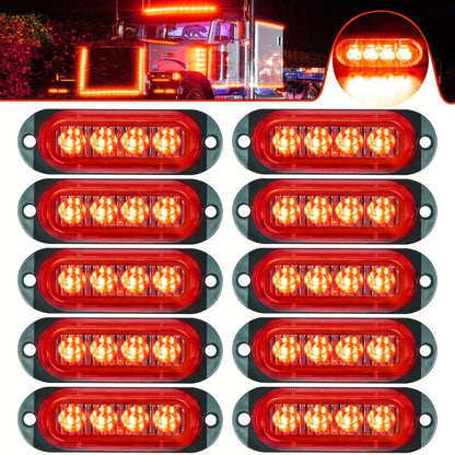 LED Side Marker Indicator Lamps 10pcs, 12V-24V 10-LED ABS Clearance Lights for Car Truck Trailer, Plug-and-Play Side Indicator Light Kit