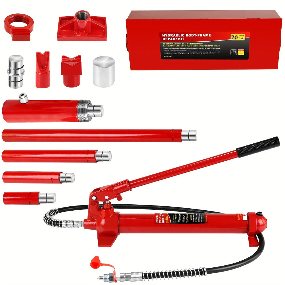Porta Power Hydraulic Jack Kit 4 / 10 / 20 Ton, High Carbon Steel Body Repair Ram Set for Pulling Pushing Lifting Bending Straightening