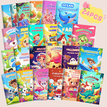 Bulk Coloring Books for Kids 24 Pack, Party Favors Goodie Bag Stuffers Ages 3+, Animals, Mermaid & Dinosaur Designs