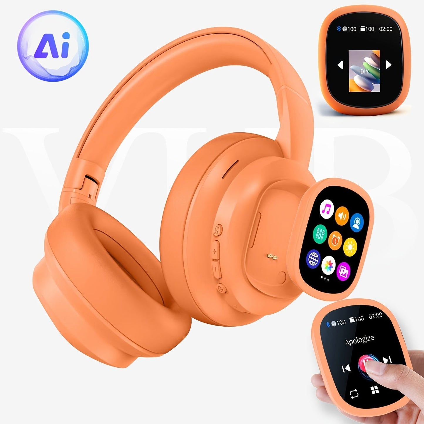 Touchscreen Hybrid ANC Wireless Headphones with AI Translation & Remote Photo, Hybrid Active Noise Cancelling