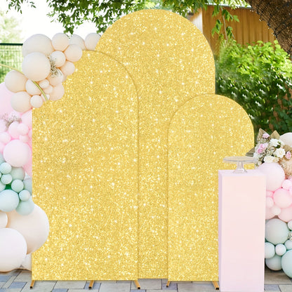 Sequins Wedding Arch Cover Set of 3 Sizes 4ft 5ft 6ft Metallic Spandex Arch Backdrop Cover Payette Glitter Arch Stand Cover for Wedding