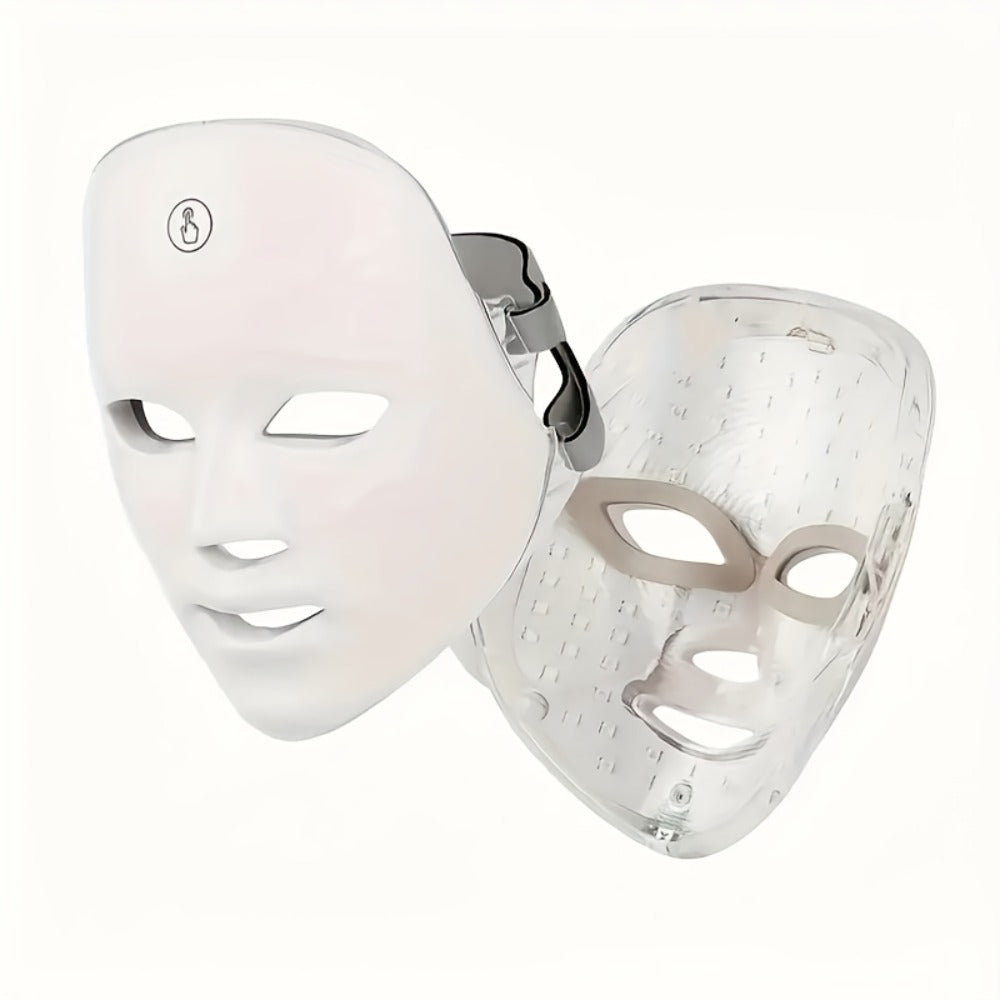 Silicone LED Face Mask Rechargeable 7-Color Light Therapy Skin Care Device - Acne Treatment for Bath Time, Home Spa and Personal Care
