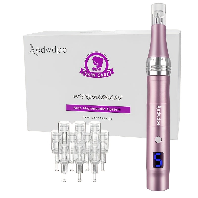 Microneedling Pen Electric 6-Speed Wireless Derma Pen 0.25mm Aluminum Alloy Cordless Skin for Bath Time, Home Spa and Personal Care