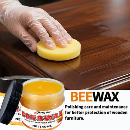 Beeswax Wood Polish, Liquid Furniture Wax for Floors, Desks & Cabinets, Gloss, Multi-Surface Wood Restorer with Sponge