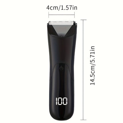 V-Shaped Ceramic-Blade Body Hair Trimmer with LCD Display, USB Cable, Guide Combs and Six Finish Options