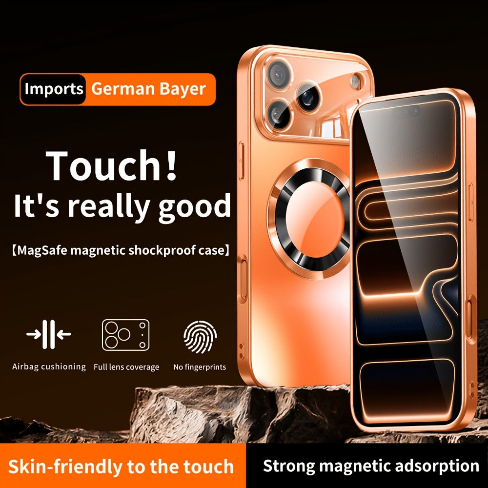 Phone Case Matte Titanium-Finish Cover with Built-In Glass Lens Protector for Select iPhone Models