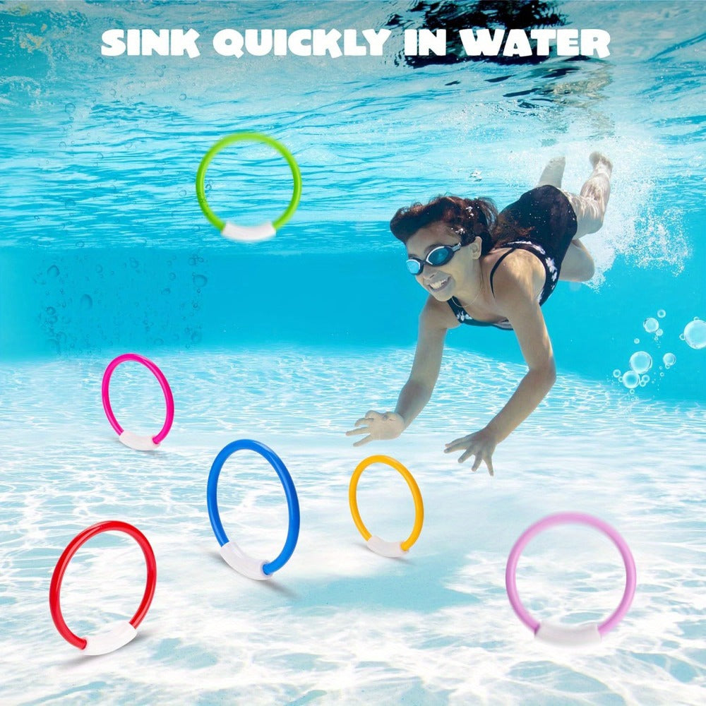 Diving Rings Pool Toys for Kids 8 Pack, Colorful Sinking Dive Rings Underwater Swimming Training Set for Boys & Girls