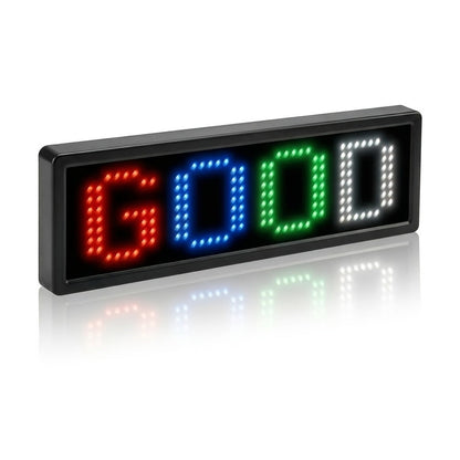 Programmable LED Badge Bluetooth App Controlled, Rechargeable Scrolling Text & Logo Display, 48x12 Pixel LED Name Tag for Events